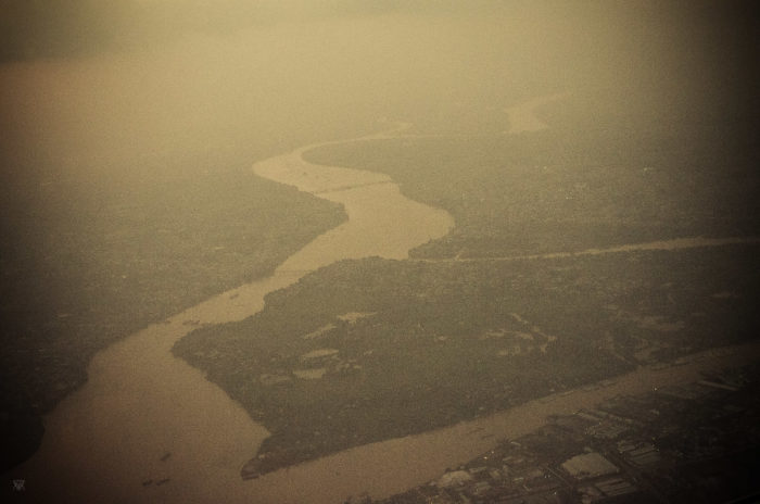 blurry Aerial view over Ho Chi Minh City Vietnam taken by Milie Del