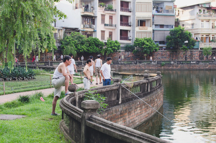 Men fishing in Hanoi Vietnam taken by Milie Del