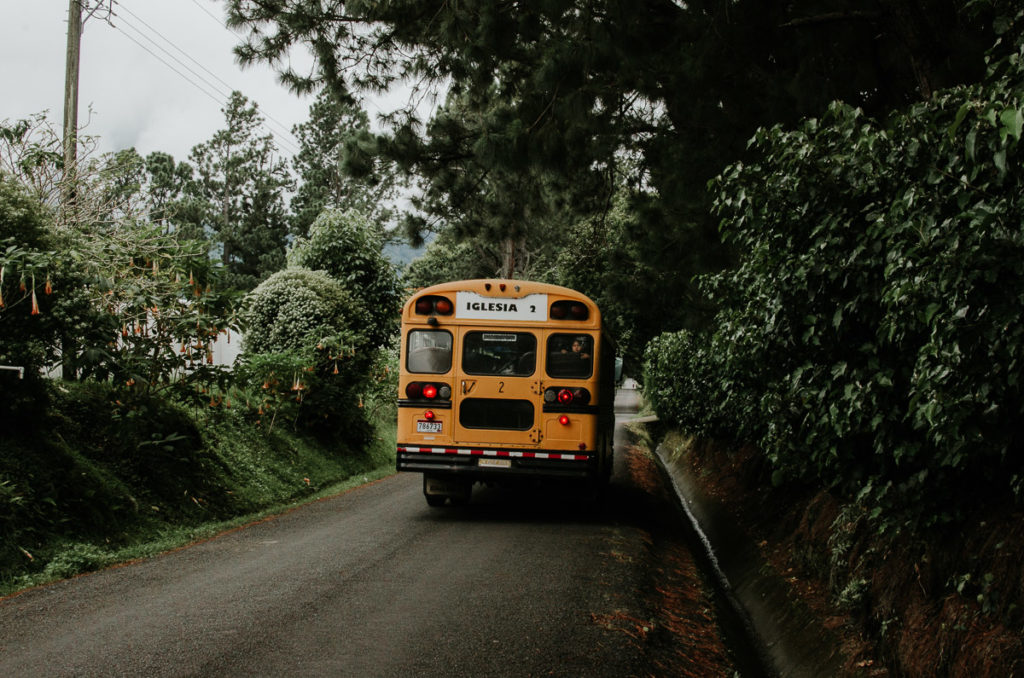 Yellow School bus around Boquete Panama
