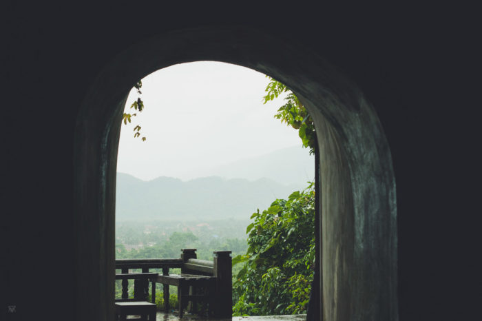 View on the outside near vang vieng in Laos taken by Milie Del