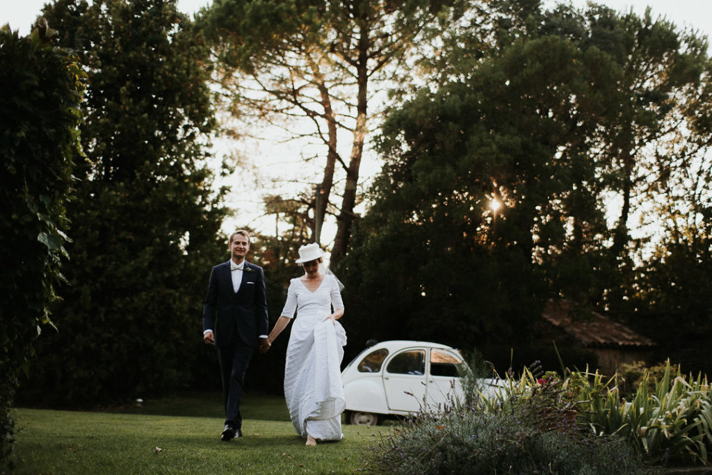 Couples at Wedding boho reception under the fig trees 