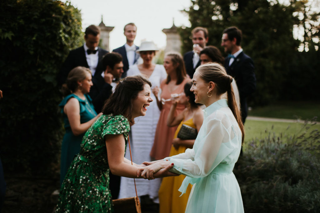 Best men bridesmaids Wedding boho reception under the fig trees