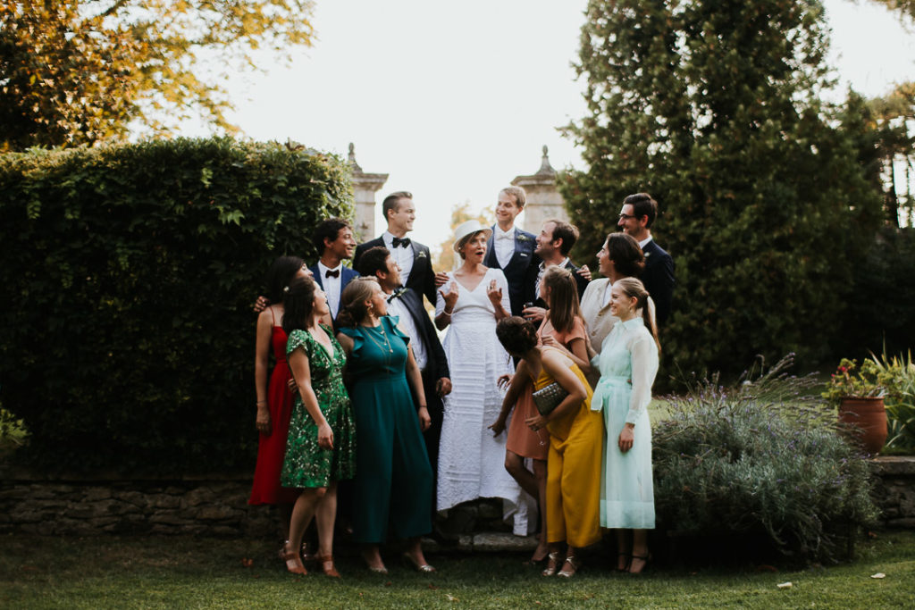 Best men bridesmaids Wedding boho reception under the fig trees 
