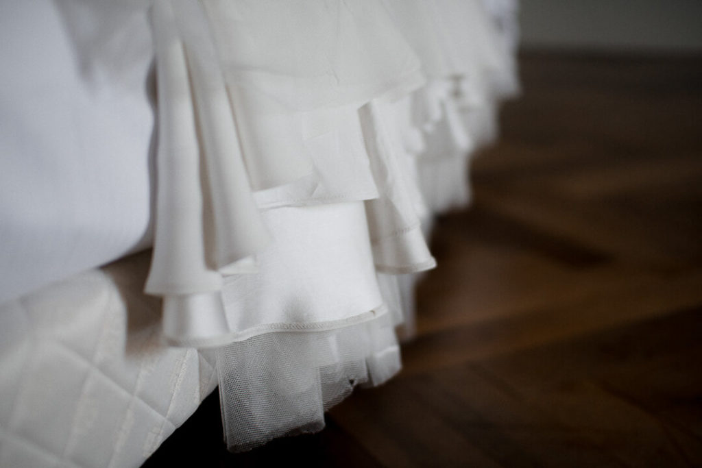 white wedding dress fabric bridal prep