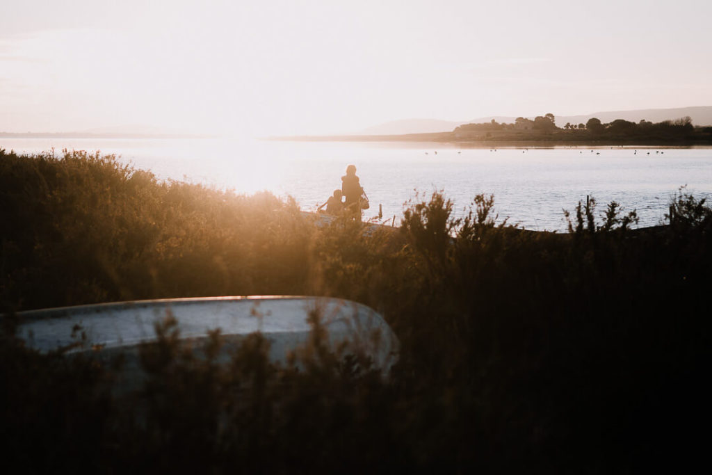 barque pêcheurs coucher soleil étangs