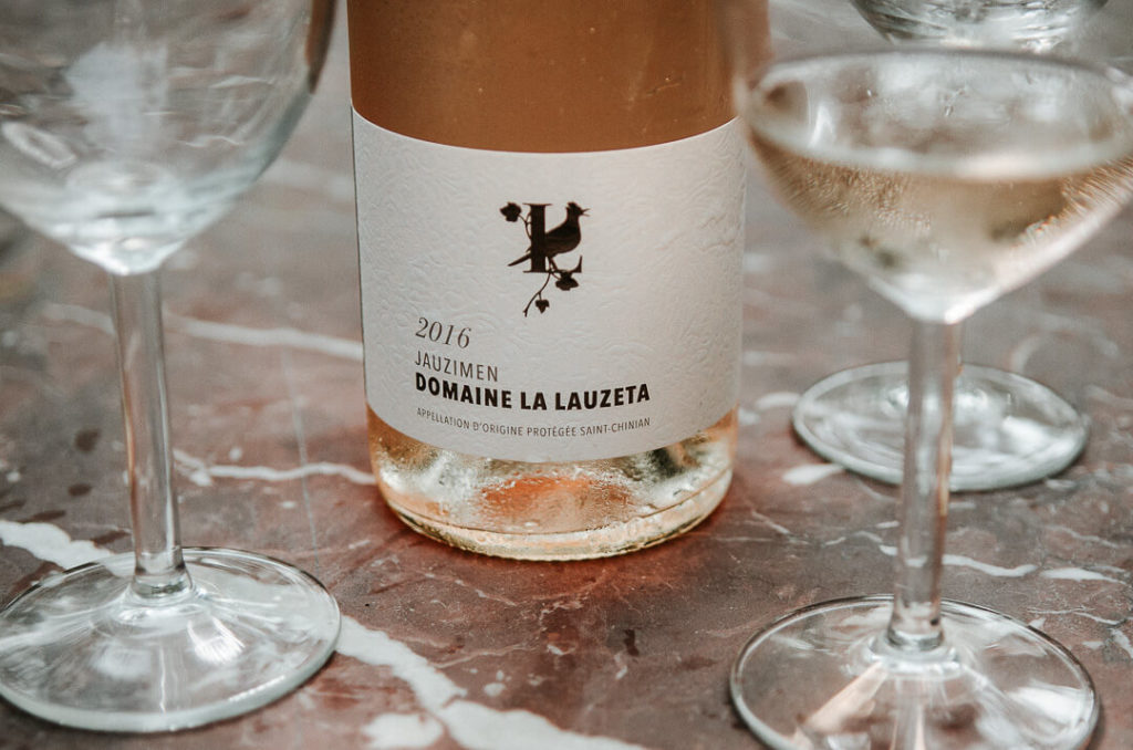 La Lauzeta rosé glasses and marble table