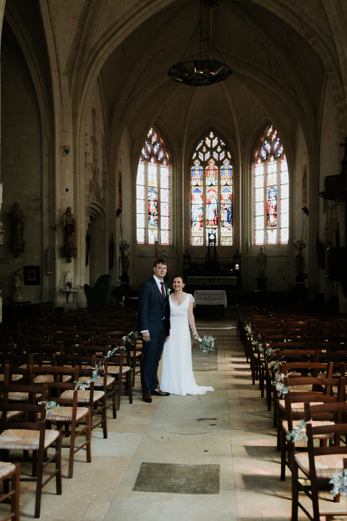 couple church newly wed in touraine france