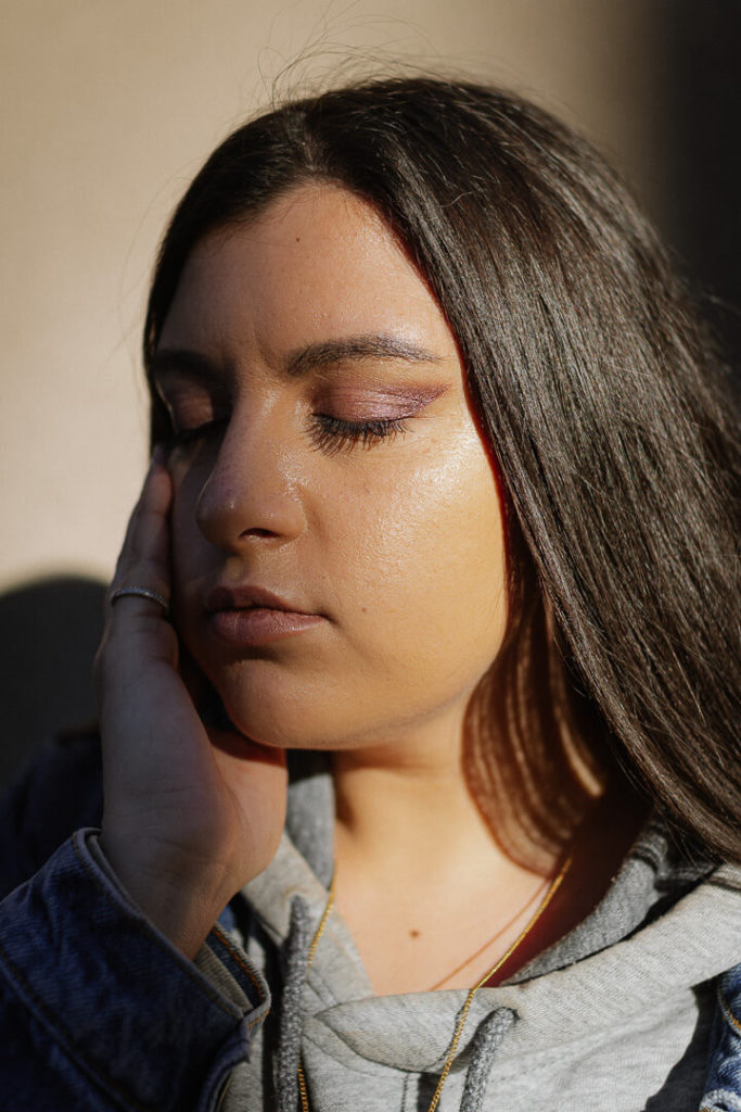 main visage coucher de soleil portrait 
