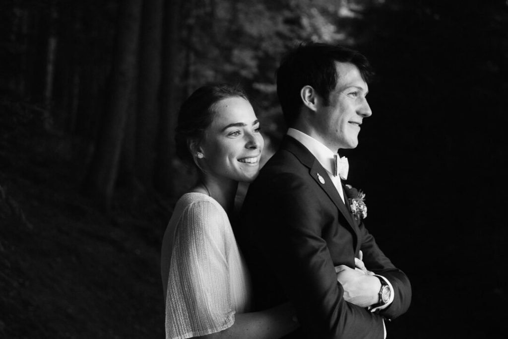 engagment session in a forest couple portrait