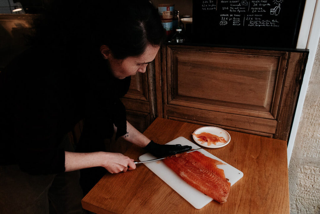 Charlotte tichet slicing salmon preparation