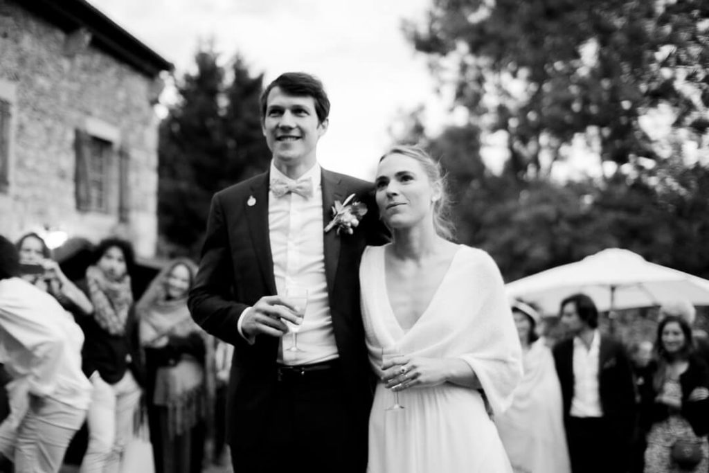 married couple during speeches milie del