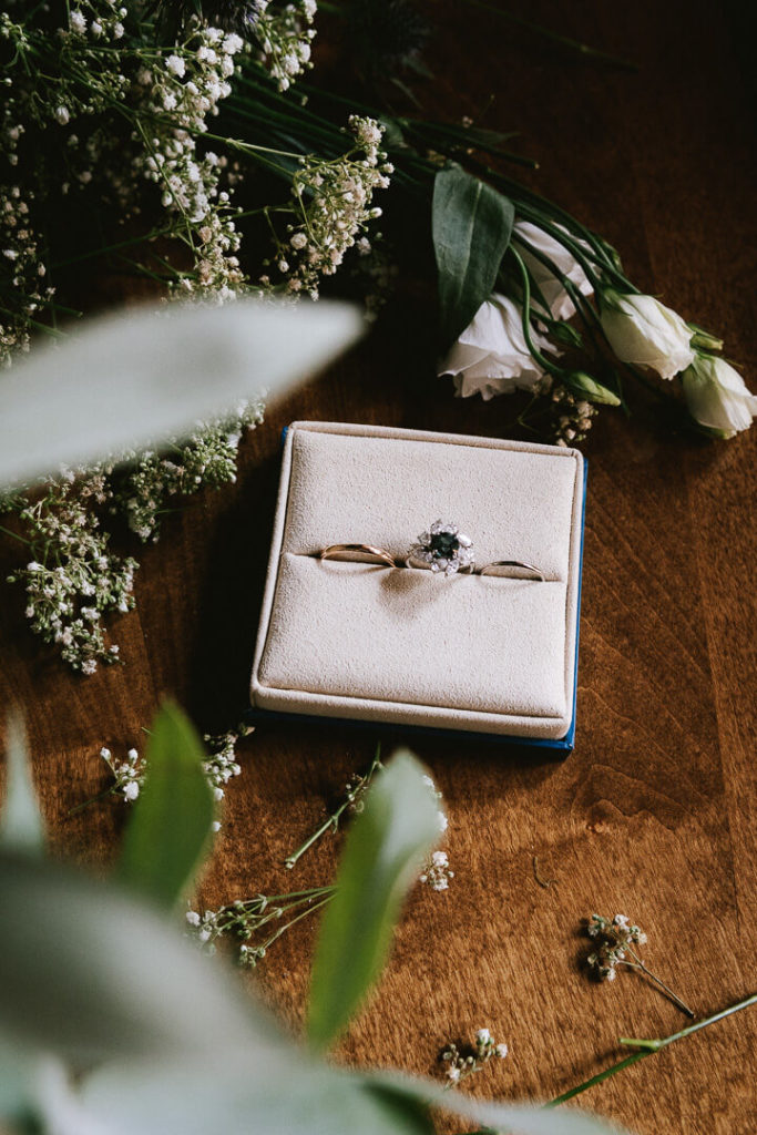 wedding ring and flowers