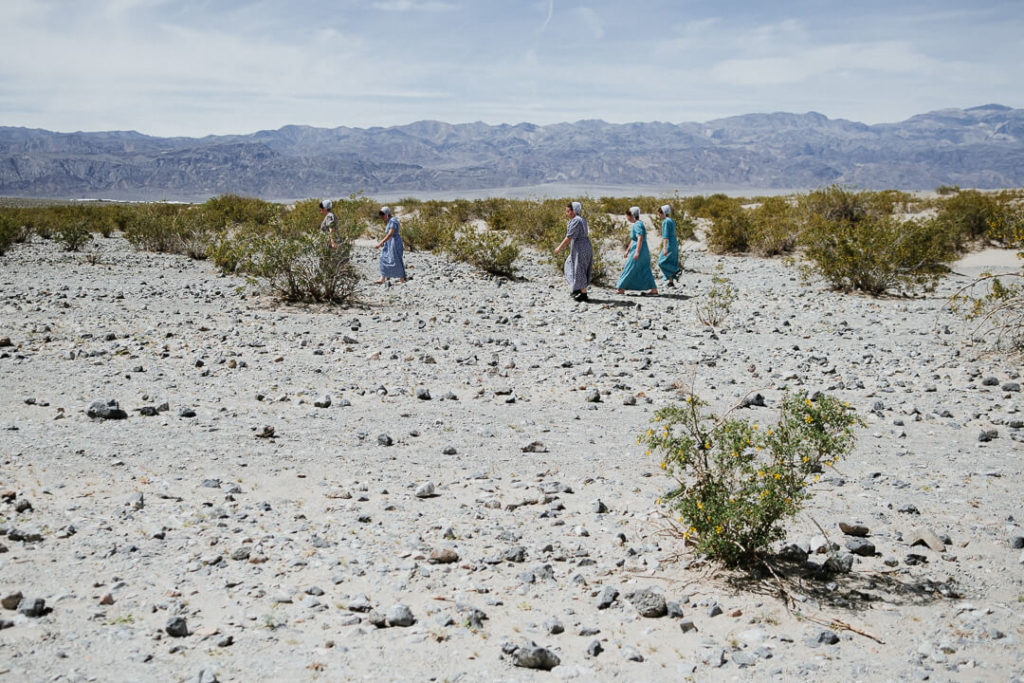 mormons women walking in the desert death valley