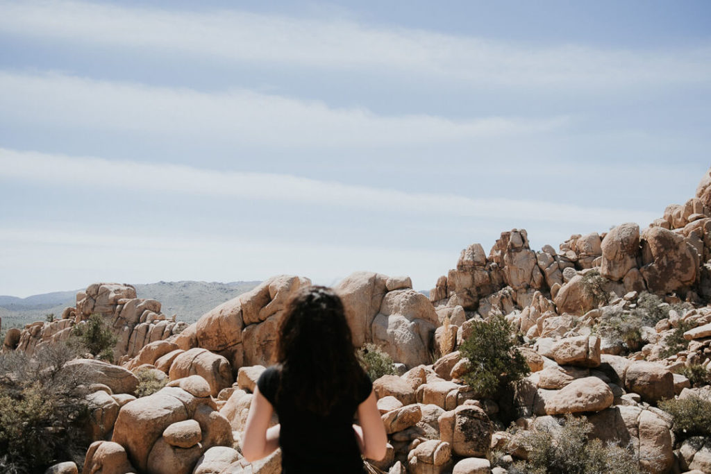 joshua trees deserts california blurry girl