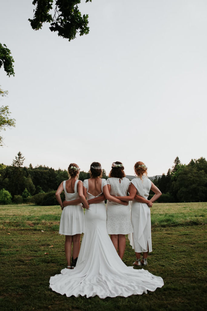 wedding day sister and bride burgundy