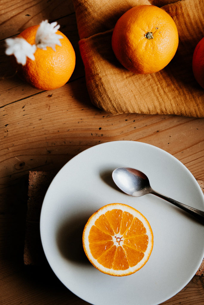 oranges and flowers on a vintage table montpellier