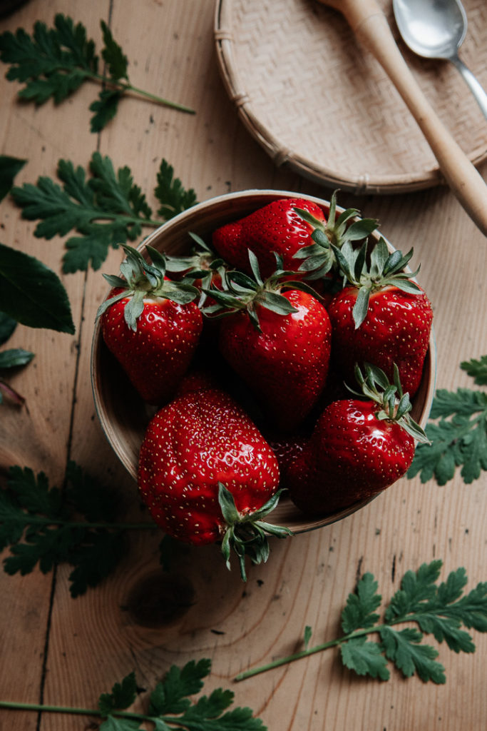 strawberries vintage table food photography