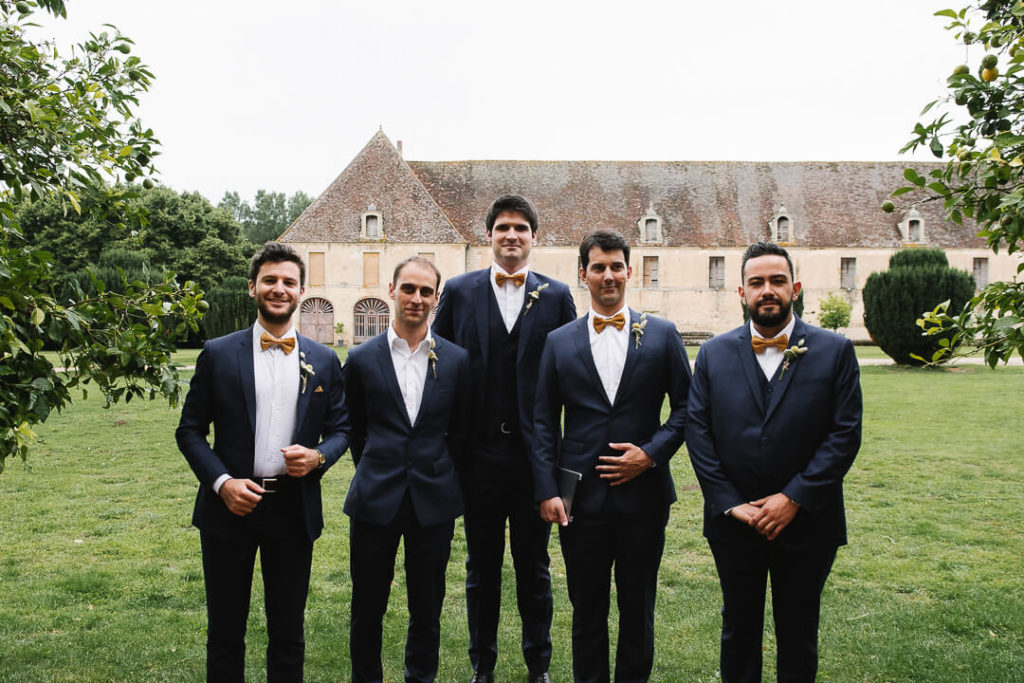 Groom and bestmen at Château de Sully