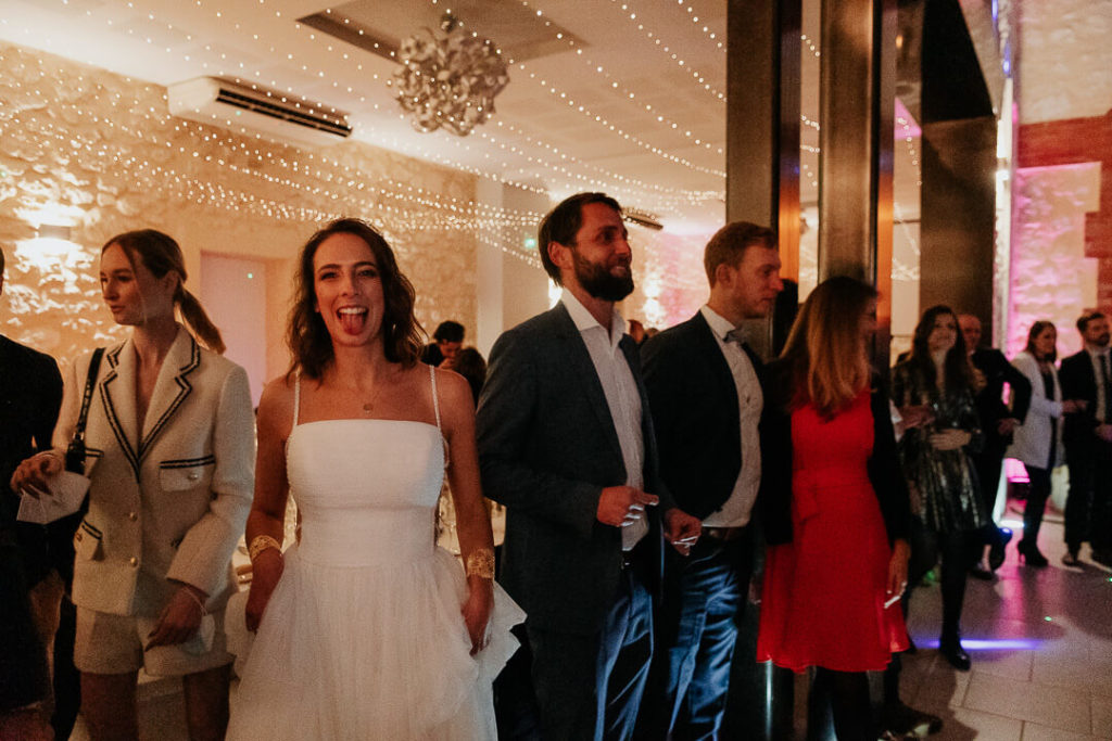 Magical indoor wedding reception dance floor