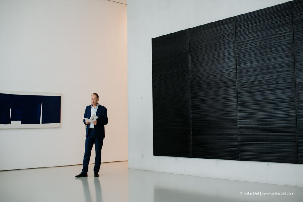 Matthieu Seguela during Pierre Soulages tribute by photographer Milie Del