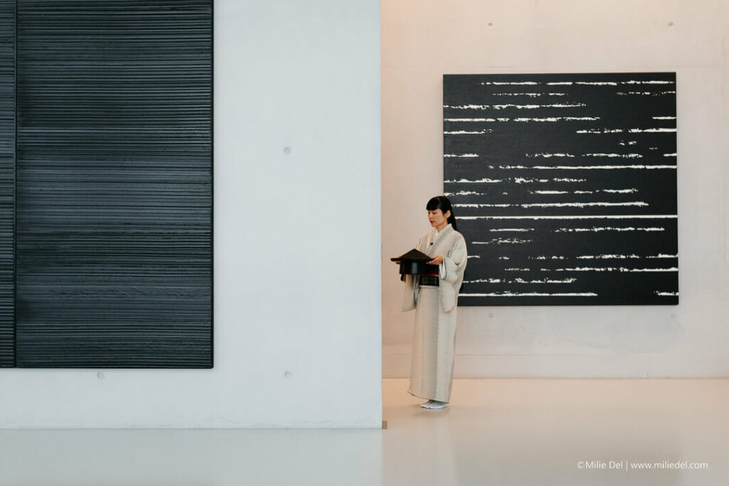 Yukako Matsui during Pierre Soulages tribute at musée Fabre in Montpellier by photographer Milie Del