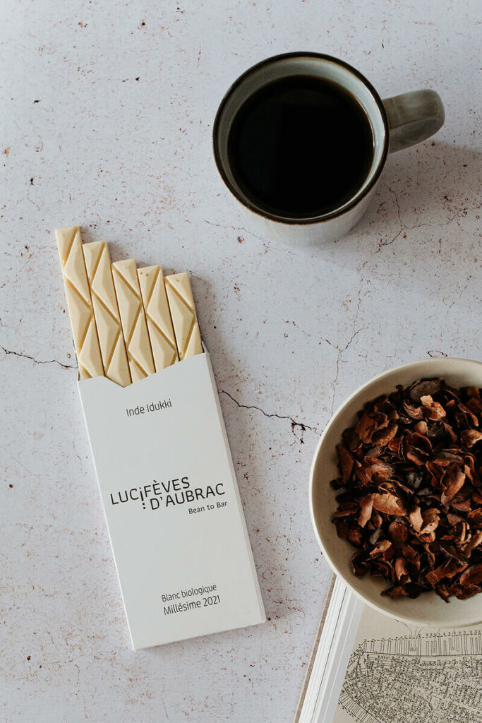 chocolat blanc Lucifèves d'Aubrac Milie Del photographe culinaire montpellier France