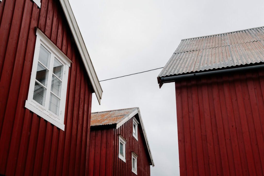 Minimal red houses in A lofoten