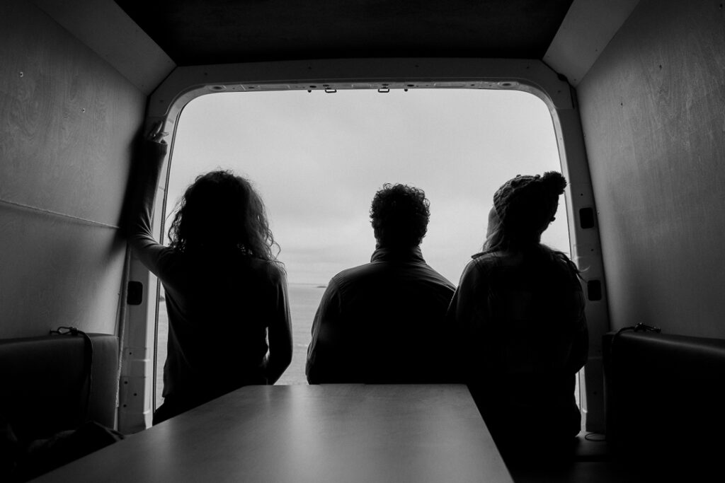 Travelling Artic campers van with friends