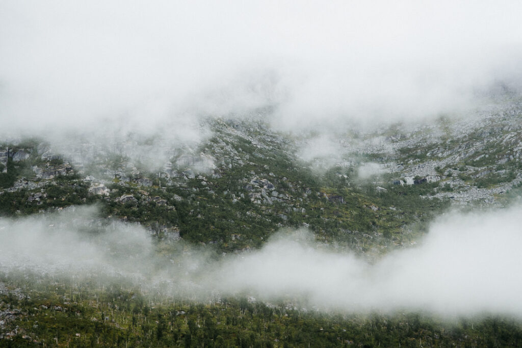 Vesteralen mountains in the fog