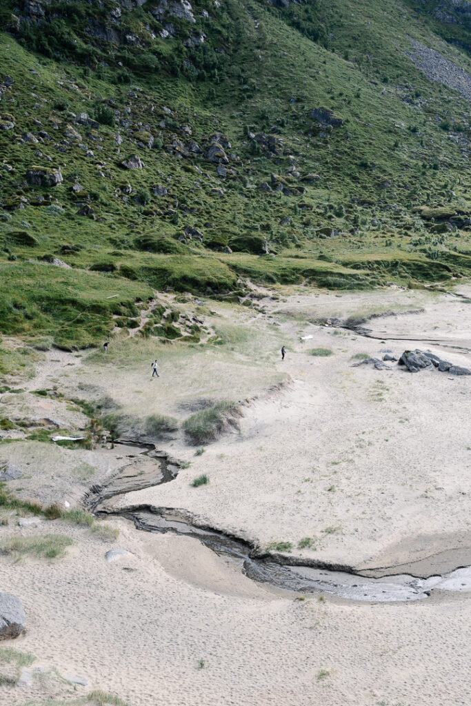 Silhouette walking on the beach Nyksund
