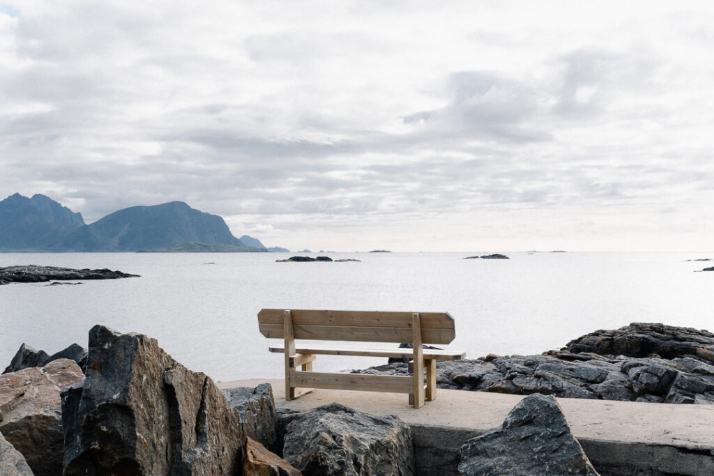 Banch facing the ocean