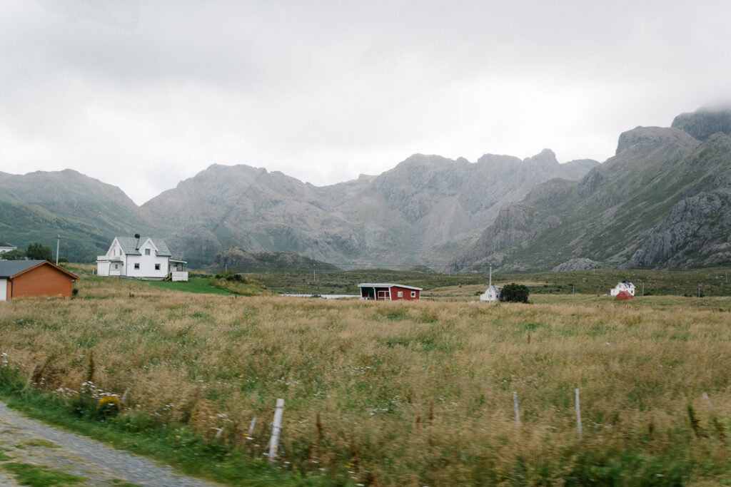 Houses from the road in Vesteralen Island