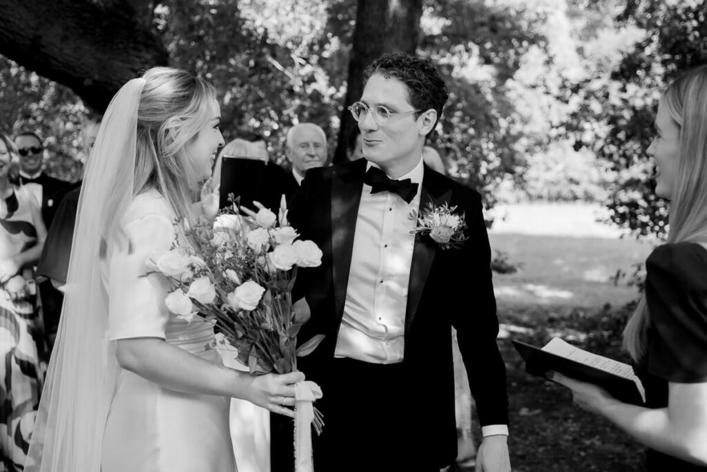 Wedding ceremony under the trees dreamy wedding Milie Del Photographer